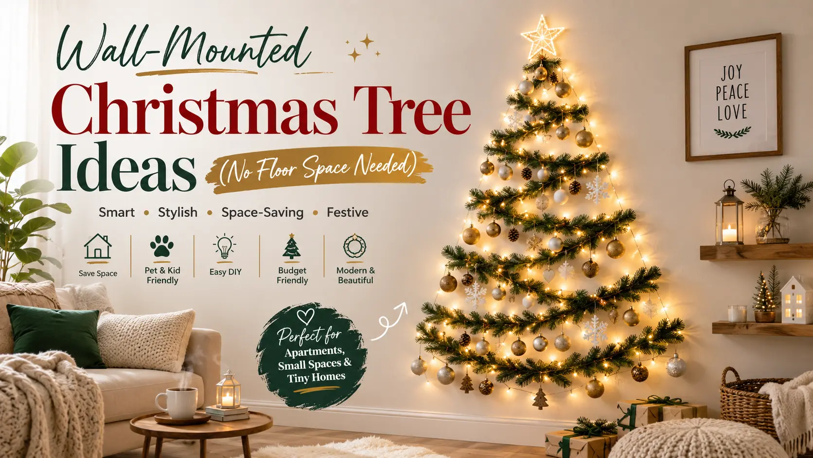 Wall-Mounted Christmas Tree Ideas (No Floor Space Needed)