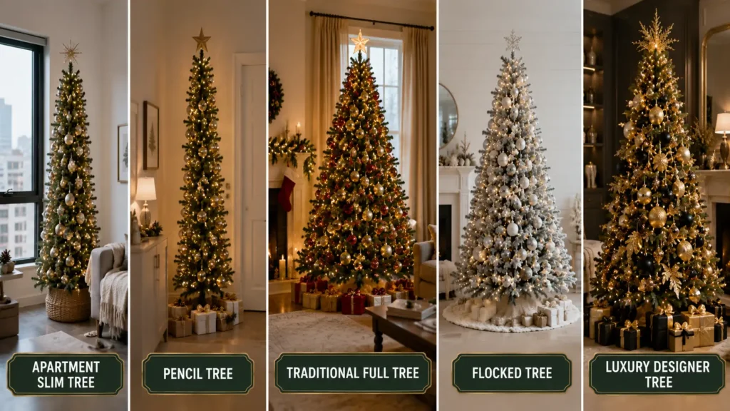 Five Christmas tree styles comparison